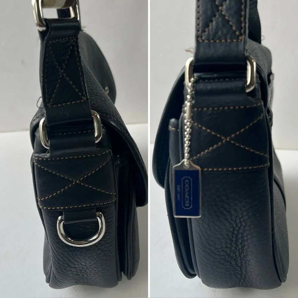 Coach Black Pebbled Leather Field Crossbody Bag 9609
